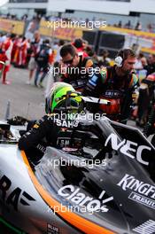 Sergio Perez (MEX) Sahara Force India F1 VJM08 on the grid. 27.09.2015. Formula 1 World Championship, Rd 14, Japanese Grand Prix, Suzuka, Japan, Race Day.