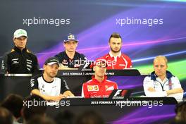 Press conference, Jenson Button (GBR), McLaren Honda, Sebastian Vettel (GER), Scuderia Ferrari, Valtteri Bottas (FIN), Williams F1 Team, Nico Hulkenberg (GER), Sahara Force India, Max Verstappen (NL), Scuderia Toro Rosso and Will Stevens (GBR), Manor F1 Team  24.09.2015. Formula 1 World Championship, Rd 14, Japanese Grand Prix, Suzuka, Japan, Preparation Day.