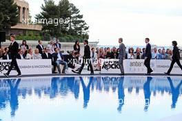 Drivers at the Amber Lounge Fashion Show (L to R): Nico Hulkenberg (GER) Sahara Force India F1; Felipe Nasr (BRA) Sauber F1 Team; Marcus Ericsson (SWE) Sauber F1 Team; Daniil Kvyat (RUS) Red Bull Racing; Roberto Merhi (ESP) Manor Marussia F1 Team. 22.05.2015. Formula 1 World Championship, Rd 6, Monaco Grand Prix, Monte Carlo, Monaco, Friday.