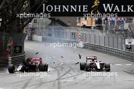 Max Verstappen (NL), Scuderia Toro Rosso crashes during the race with Romain Grosjean (FRA), Lotus F1 Team  24.05.2015. Formula 1 World Championship, Rd 6, Monaco Grand Prix, Monte Carlo, Monaco, Race Day.