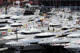 Boats in the scenic Monaco Harbour. 24.05.2015. Formula 1 World Championship, Rd 6, Monaco Grand Prix, Monte Carlo, Monaco, Race Day.