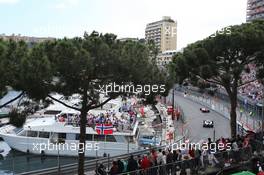 Sebastian Vettel (GER) Ferrari SF15-T leads Lewis Hamilton (GBR) Mercedes AMG F1 W06. 24.05.2015. Formula 1 World Championship, Rd 6, Monaco Grand Prix, Monte Carlo, Monaco, Race Day.