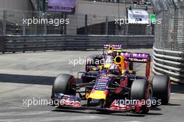 Daniil Kvyat (RUS) Red Bull Racing RB11 leads team mate Daniel Ricciardo (AUS) Red Bull Racing RB11. 24.05.2015. Formula 1 World Championship, Rd 6, Monaco Grand Prix, Monte Carlo, Monaco, Race Day.