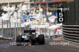Nico Rosberg (GER) Mercedes AMG F1 W06 sends sparks flying. 21.05.2015. Formula 1 World Championship, Rd 6, Monaco Grand Prix, Monte Carlo, Monaco, Practice Day.