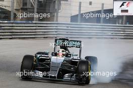 Lewis Hamilton (GBR) Mercedes AMG F1 W06 locks up under braking. 21.05.2015. Formula 1 World Championship, Rd 6, Monaco Grand Prix, Monte Carlo, Monaco, Practice Day.