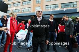 Bernie Ecclestone (GBR) and the drivers launch the GPDA Global Fans Survey. 21.05.2015. Formula 1 World Championship, Rd 6, Monaco Grand Prix, Monte Carlo, Monaco, Practice Day.