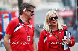 (L to R): Graeme Lowdon (GBR) Manor Marussia F1 Team Chief Executive Officer with Laura Booth (GBR) Manor Marussia F1 Team. 21.05.2015. Formula 1 World Championship, Rd 6, Monaco Grand Prix, Monte Carlo, Monaco, Practice Day.