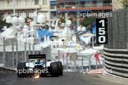 Felipe Massa (BRA) Williams FW37 sends sparks flying. 21.05.2015. Formula 1 World Championship, Rd 6, Monaco Grand Prix, Monte Carlo, Monaco, Practice Day.