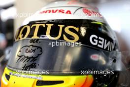 Helmet of Romain Grosjean (FRA), Lotus F1 Team  21.05.2015. Formula 1 World Championship, Rd 6, Monaco Grand Prix, Monte Carlo, Monaco, Practice Day.