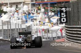 Nico Rosberg (GER) Mercedes AMG F1 W06 sends sparks flying. 21.05.2015. Formula 1 World Championship, Rd 6, Monaco Grand Prix, Monte Carlo, Monaco, Practice Day.