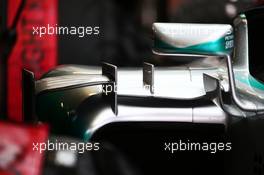 Mercedes AMG F1 W06 sidepod winglet detail. 30.10.2015. Formula 1 World Championship, Rd 17, Mexican Grand Prix, Mexixo City, Mexico, Practice Day.