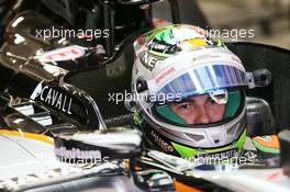 Sergio Perez (MEX) Sahara Force India F1 VJM08. 30.10.2015. Formula 1 World Championship, Rd 17, Mexican Grand Prix, Mexixo City, Mexico, Practice Day.