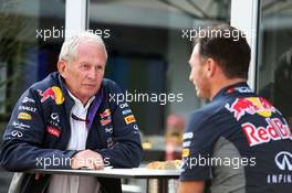 (L to R): Dr Helmut Marko (AUT) Red Bull Motorsport Consultant with Christian Horner (GBR) Red Bull Racing Team Principal. 30.10.2015. Formula 1 World Championship, Rd 17, Mexican Grand Prix, Mexixo City, Mexico, Practice Day.