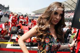 Grid girl for Sebastian Vettel (GER) Ferrari SF15-T. 01.11.2015. Formula 1 World Championship, Rd 17, Mexican Grand Prix, Mexixo City, Mexico, Race Day.
