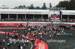 The podium (L to R): Lewis Hamilton (GBR) Mercedes AMG F1, second; Nico Rosberg (GER) Mercedes AMG F1, race winner; Valtteri Bottas (FIN) Williams, third. 01.11.2015. Formula 1 World Championship, Rd 17, Mexican Grand Prix, Mexixo City, Mexico, Race Day.