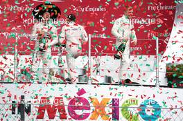 1st place Nico Rosberg (GER) Mercedes AMG F1 W06, 2nd place Lewis Hamilton (GBR) Mercedes AMG F1 W06 and 3rd place Valtteri Bottas (FIN) Williams FW37. 01.11.2015. Formula 1 World Championship, Rd 17, Mexican Grand Prix, Mexixo City, Mexico, Race Day.