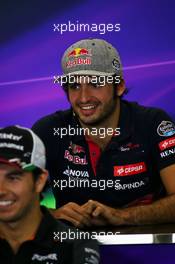 Carlos Sainz Jr (ESP) Scuderia Toro Rosso in the FIA Press Conference. 29.10.2015. Formula 1 World Championship, Rd 17, Mexican Grand Prix, Mexixo City, Mexico, Preparation Day.