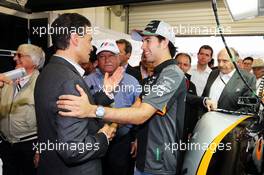 Sergio Perez (MEX) Sahara Force India F1 (Right) meets Enrique Pena Nieto (MEX) Mexican President. 29.10.2015. Formula 1 World Championship, Rd 17, Mexican Grand Prix, Mexixo City, Mexico, Preparation Day.