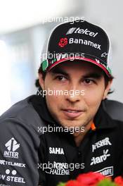 Sergio Perez (MEX) Sahara Force India F1. 29.10.2015. Formula 1 World Championship, Rd 17, Mexican Grand Prix, Mexixo City, Mexico, Preparation Day.