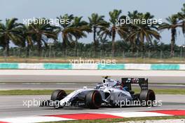 Valtteri Bottas (FIN) Williams FW37. 27.03.2015. Formula 1 World Championship, Rd 2, Malaysian Grand Prix, Sepang, Malaysia, Friday.