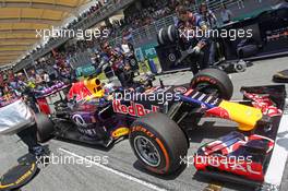 Daniel Ricciardo (AUS) Red Bull Racing RB11 on the grid. 29.03.2015. Formula 1 World Championship, Rd 2, Malaysian Grand Prix, Sepang, Malaysia, Sunday.
