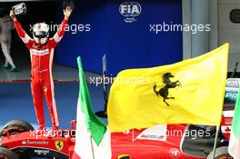 Race winner Sebastian Vettel (GER) Ferrari celebrates in parc ferme. 29.03.2015. Formula 1 World Championship, Rd 2, Malaysian Grand Prix, Sepang, Malaysia, Sunday.