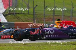 Daniil Kvyat (RUS) Red Bull Racing RB11 spins after colliding with Nico Hulkenberg (GER) Sahara Force India F1 VJM08. 29.03.2015. Formula 1 World Championship, Rd 2, Malaysian Grand Prix, Sepang, Malaysia, Sunday.