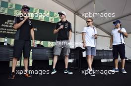 (L to R): Sergio Perez (MEX) Sahara Force India F1 with team mate Nico Hulkenberg (GER) Sahara Force India F1; Valtteri Bottas (FIN) Williams and Felipe Massa (BRA) Williams. 28.03.2015. Formula 1 World Championship, Rd 2, Malaysian Grand Prix, Sepang, Malaysia, Saturday.