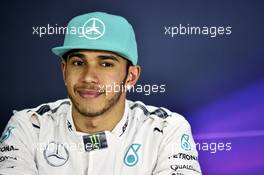 Lewis Hamilton (GBR) Mercedes AMG F1 in the FIA Press Conference. 28.03.2015. Formula 1 World Championship, Rd 2, Malaysian Grand Prix, Sepang, Malaysia, Saturday.