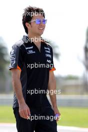 Sergio Perez (MEX), Sahara Force India  26.03.2015. Formula 1 World Championship, Rd 2, Malaysian Grand Prix, Sepang, Malaysia, Thursday.