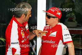 (L to R): Maurizio Arrivabene (ITA) Ferrari Team Principal with Kimi Raikkonen (FIN) Ferrari. 26.03.2015. Formula 1 World Championship, Rd 2, Malaysian Grand Prix, Sepang, Malaysia, Thursday.