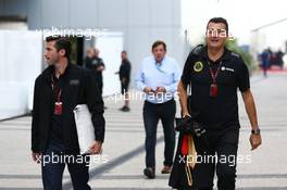 (L to R): Matthew Carter (GBR) Lotus F1 Team CEO with Federico Gastaldi (ARG) Lotus F1 Team Deputy Team Principal. 09.10.2015. Formula 1 World Championship, Rd 15, Russian Grand Prix, Sochi Autodrom, Sochi, Russia, Practice Day.