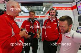 John Booth (GBR) Manor Marussia F1 Team Team Principal with Graeme Lowdon (GBR) Manor Marussia F1 Team Chief Executive Officer and Will Stevens (GBR) Manor Marussia F1 Team. 09.10.2015. Formula 1 World Championship, Rd 15, Russian Grand Prix, Sochi Autodrom, Sochi, Russia, Practice Day.