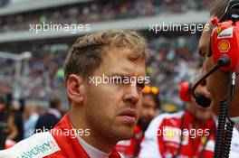 Sebastian Vettel (GER) Ferrari on the grid. 11.10.2015. Formula 1 World Championship, Rd 15, Russian Grand Prix, Sochi Autodrom, Sochi, Russia, Race Day.