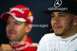 Lewis Hamilton (GBR) Mercedes AMG F1 in the FIA Press Conference. 11.10.2015. Formula 1 World Championship, Rd 15, Russian Grand Prix, Sochi Autodrom, Sochi, Russia, Race Day.