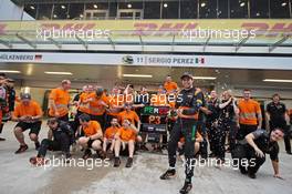 The Sahara Force India F1 Team celebrate third position for Sergio Perez (MEX) Sahara Force India F1. 11.10.2015. Formula 1 World Championship, Rd 15, Russian Grand Prix, Sochi Autodrom, Sochi, Russia, Race Day.