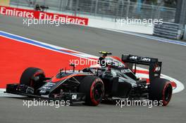 Jenson Button (GBR) McLaren MP4-30. 10.10.2015. Formula 1 World Championship, Rd 15, Russian Grand Prix, Sochi Autodrom, Sochi, Russia, Qualifying Day.