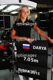 Darya Klishina (RUS) Long Jump Athlete with the Sahara Force India F1 Team. 11.10.2015. Formula 1 World Championship, Rd 15, Russian Grand Prix, Sochi Autodrom, Sochi, Russia, Race Day.