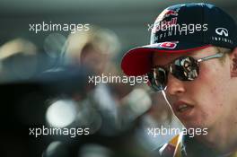Daniil Kvyat (RUS) Red Bull Racing with the media. 08.10.2015. Formula 1 World Championship, Rd 15, Russian Grand Prix, Sochi Autodrom, Sochi, Russia, Preparation Day.