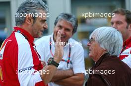 (L to R): Maurizio Arrivabene (ITA) Ferrari Team Principal with Bernie Ecclestone (GBR). 08.10.2015. Formula 1 World Championship, Rd 15, Russian Grand Prix, Sochi Autodrom, Sochi, Russia, Preparation Day.
