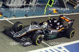 Sergio Perez (MEX) Sahara Force India F1 VJM08. 18.09.2015. Formula 1 World Championship, Rd 13, Singapore Grand Prix, Singapore, Singapore, Practice Day.