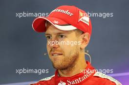 Race winner Sebastian Vettel (GER) Ferrari in the FIA Press Conference. 20.09.2015. Formula 1 World Championship, Rd 13, Singapore Grand Prix, Singapore, Singapore, Race Day.