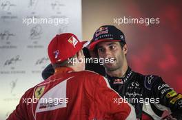 The podium (L to R): Kimi Raikkonen (FIN) Ferrari with Daniel Ricciardo (AUS) Red Bull Racing. 20.09.2015. Formula 1 World Championship, Rd 13, Singapore Grand Prix, Singapore, Singapore, Race Day.
