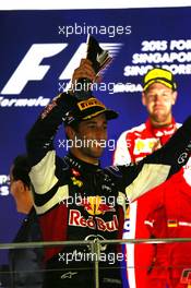 2nd place Daniel Ricciardo (AUS) Red Bull Racing RB11. 20.09.2015. Formula 1 World Championship, Rd 13, Singapore Grand Prix, Singapore, Singapore, Race Day.