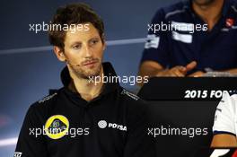 Romain Grosjean (FRA) Lotus F1 Team in the FIA Press Conference. 17.09.2015. Formula 1 World Championship, Rd 13, Singapore Grand Prix, Singapore, Singapore, Preparation Day.
