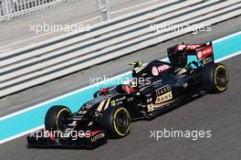 Pastor Maldonado (VEN) Lotus F1 E23. 27.11.2015. Formula 1 World Championship, Rd 19, Abu Dhabi Grand Prix, Yas Marina Circuit, Abu Dhabi, Practice Day.