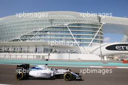 Felipe Massa (BRA) Williams FW37. 27.11.2015. Formula 1 World Championship, Rd 19, Abu Dhabi Grand Prix, Yas Marina Circuit, Abu Dhabi, Practice Day.
