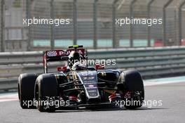 Pastor Maldonado (VEN) Lotus F1 E23. 27.11.2015. Formula 1 World Championship, Rd 19, Abu Dhabi Grand Prix, Yas Marina Circuit, Abu Dhabi, Practice Day.