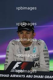 Race winner Nico Rosberg (GER) Mercedes AMG F1 in the FIA Press Conference. 29.11.2015. Formula 1 World Championship, Rd 19, Abu Dhabi Grand Prix, Yas Marina Circuit, Abu Dhabi, Race Day.
