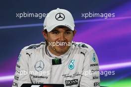 Nico Rosberg (GER) Mercedes AMG F1 in the post qualifying FIA Press Conference. 28.11.2015. Formula 1 World Championship, Rd 19, Abu Dhabi Grand Prix, Yas Marina Circuit, Abu Dhabi, Qualifying Day.
